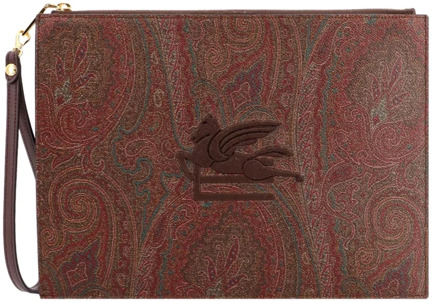 Etro Paisley Print Clutch met Afneembare Polsband Etro , Brown , Dames - ONE Size