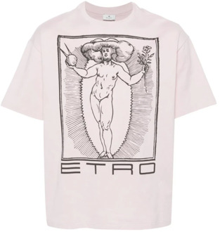 Etro Roze Logo Print T-shirts en Polos Etro , Pink , Heren - L,S