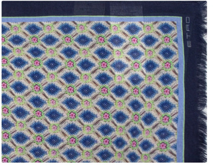Etro Sjaal met Paisley Print van Kasjmier en Zijde Etro , Blue , Dames - ONE Size