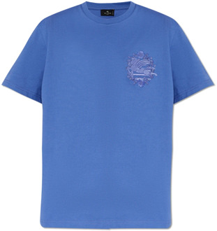 Etro T-shirt met logo Etro , Blue , Dames - M,S,Xs