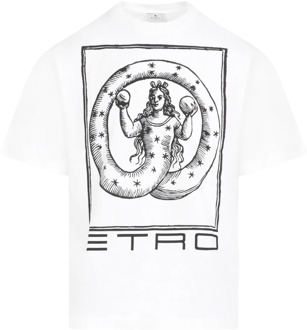 Etro Wit Katoenen T-shirt met Zwart Print Etro , White , Heren - Xl,L,M,S