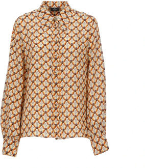 Etro Zijden overhemd met contrasterend Floralia-patroon Etro , Orange , Dames - M,S,Xs,2Xs