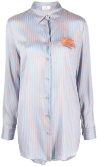 Etro Zijden Overhemd met Verticale Strepen Etro , Blue , Dames - S,Xs,2Xs