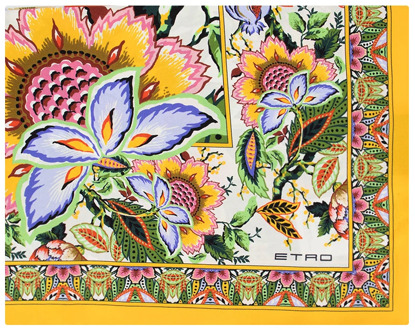 Etro Zijden Twill Multikleurig Boeket Foulard Etro , Multicolor , Dames - ONE Size