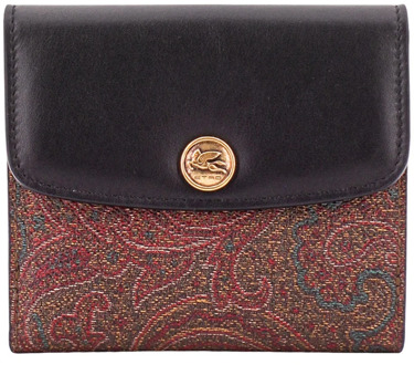 Etro Zwarte Portemonnee met Pegaso Metalen Knoop Etro , Multicolor , Dames - ONE Size