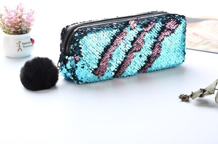 Etui Kleur Sequin Schoolbenodigdheden Bts Briefpapier Leuke Pennenbakje Pencilcase School Gereedschap Potlood Gevallen pouch potlood Cyaan