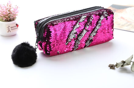 Etui Kleur Sequin Schoolbenodigdheden Bts Briefpapier Leuke Pennenbakje Pencilcase School Gereedschap Potlood Gevallen pouch potlood Paars