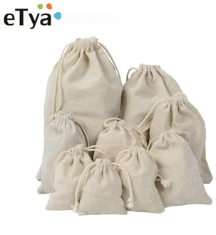 eTya Handmade Cotton Drawstring Bag Men Women Travel Packing organizer Reusable Shopping Bag Tote Female Luggage Storage pouch