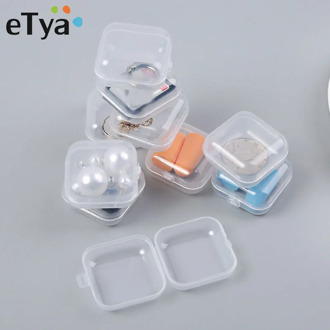eTya Travel Portable Jewelry Box Storage Organizer Women Transparent Jewelry Small Package Box Travel Packaging Case 5pcs/lot