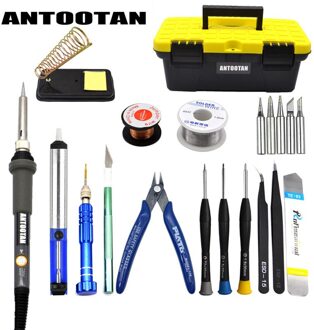 Eu 220V 60W Elektrische Soldeerbout Verstelbare Temperatuur Kit Lassen Reparatie Tool Set Met Tool Bo