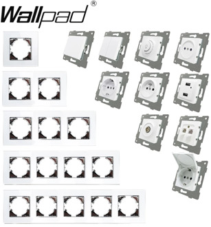 EU Glass and Function Key free Combination DIY White Button Reset Curtain USB EU French Switch Socket Round Back Wallpad L6