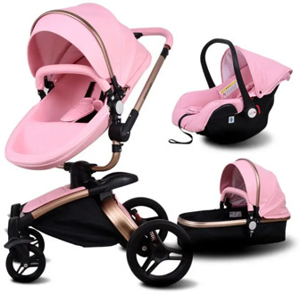 EU market hot sell baby strollers 3 in 1 baby stroller leather newborn baby pram gold black basis Free Ship USA free gifts car