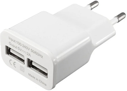 EU Plug 5V 2A Dual Ports USB Charging Plug Connector Commercial Travel Home Wall Charger Adapter Double USB Power Socket Dock