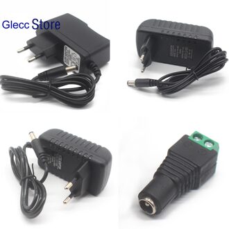 EU Plug AC 100-240 V Naar DC 12 V 1A 2A 3A 12 W 24 W 36 W voeding Adapter Koord voor LED Strip licht/met connector 12V 1A / EU