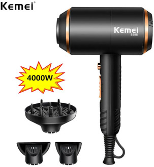 EU Plug Kemei Hair Dryer Hot and Cold Professional Blowdryer Strong Power 4000W Black Negative Ion Blow Dryers