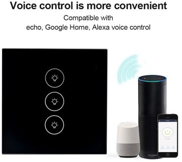 Eu Standaard Smart Switch Nul Live Draad Schakelaar Voice Control Licht Draadloze Wandschakelaar Werken Met Alexa Google Home Intelligentie zwart 3gang EU