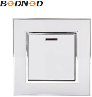 EU Standard Acrylic Wall Switch Luxury White Push Power SwitchWith light , 1 Gang 1 Way Plastic Wall Switch FYKB-03