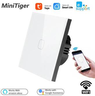 EU Standard Tuya/Smart Life/ewelink 1/2/3 Gang 1 Way WiFi Wall Light Touch Switch for Google Home Amazon Alexa Voice Control