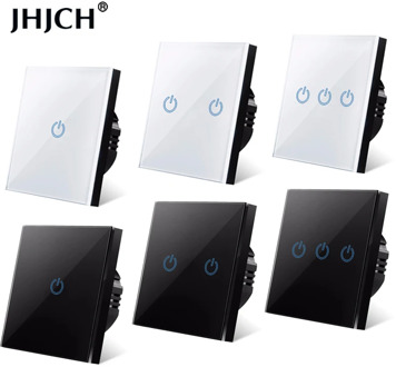 EU standard wall touch light switch,Touch Switch wall power sensor switch, white crystal glass panel, with LED backlight， AC220V