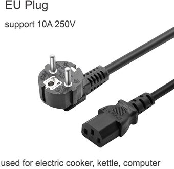 Eu Uk Us Au Plug Power Kabel 110V 220V 10A Voor Elektrische Fornuis Waterkoker Computer Tv fans Airconditioner LJ809 EU plug 1.0m