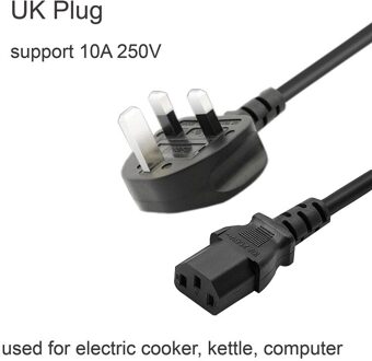 Eu Uk Us Au Plug Power Kabel 110V 220V 10A Voor Elektrische Fornuis Waterkoker Computer Tv fans Airconditioner LJ809 UK plug 1.0m