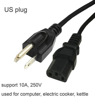 Eu Uk Us Au Plug Power Kabel 110V 220V 10A Voor Elektrische Fornuis Waterkoker Computer Tv fans Airconditioner LJ809 US plug 1.0m