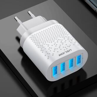 Eu/Us Plug Snel Opladen Adapter Telefoon Oplader Snel Opladen Adapter 4 Usb-poorten Hub QC3.0 Mobiele Telefoon Muur lader EU wit