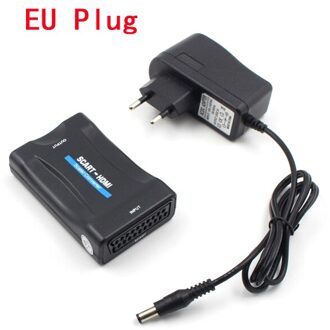 Eu/Us Power Plug 1080P Scart Naar-Compatibel Converter Audio Upscale Video Adapter Voor Hdtv Sky Box stb Voor Hd Tv Dvd Telefoon EU Converter