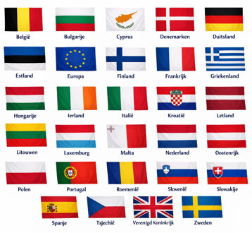 EU vlaggen pakket - 28 vlaggen - polyester - landen - Europese Unie - 90 x 150 cm
