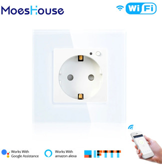 EU WiFi Smart Wall Socket 16A Outlet Glass Panel Gemany Smart Life/Tuya Remote Control Works with Amazon Echo Alexa Google Home