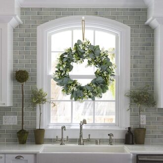 Eucalyptus Krans Kunstmatige Planten Achtergrond Muur Decoratieve Bruiloft Feestartikelen Diy Kerst Home Decoratie