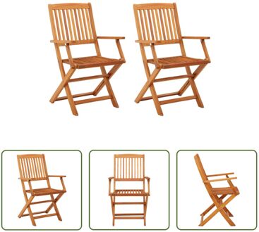 Eucalyptushouten Klapstoelen - 53 x 57 x 91 cm - Weerbestendig - Set van 2 Bruin