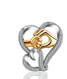 Eudora Moeder Houdt Baby Hand In Hand 925 Sterling Zilveren Aaa Zirkoon Charm Ketting Hanger Dag Moeder voor Mom D159 wit