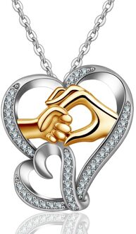 Eudora Moeder Houdt Baby Hand In Hand 925 Sterling Zilveren Aaa Zirkoon Charm Ketting Hanger Dag Moeder voor Mom D159