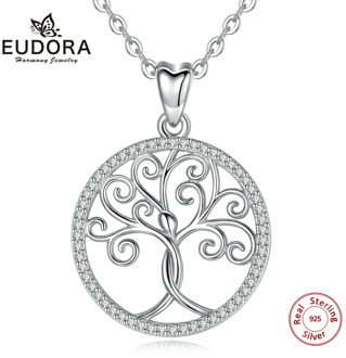 EUDORA Sterling Silver Twisted Rowan Tree Necklace Delicate Solid Silver tree of Pendant with Link Chain or Only Charm CYD450