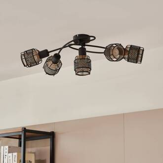 Eudoria plafondlamp 5-lamps zwart/goud zwart, goud