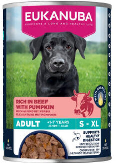 Eukanuba Adult met rund en pompoen natvoer hond 8 trays (48 x 400 g)