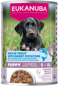 Eukanuba Puppy met forel en zoete aardappel natvoer hond 8 trays (48 x 400 g)