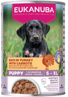 Eukanuba Puppy met kalkoen en wortel natvoer hond 8 trays (48 x 400 g)