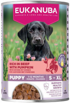 Eukanuba Puppy met rund en pompoen natvoer hond 8 trays (48 x 400 g)