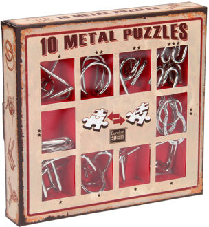 Eureka 10 Metal Puzzles Set Red
