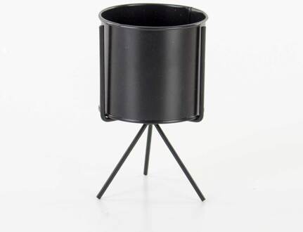 Euro Flora Staande Metalen Bloempot Zwart 9,5X16 Cm