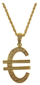 Euro ketting - goud - plastic - Pimp - rapper - verkleedaccessoires - euroteken - verkleed sieraden Goudkleurig