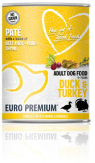 Euro Premium Adult eend en kalkoen paté natvoer hond 2 trays (12 x 400 g)