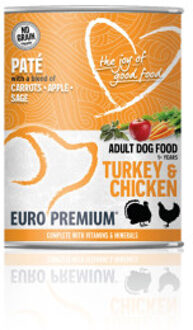 Euro Premium Adult kalkoen en kip paté natvoer hond 1 tray (6 x 400 g)