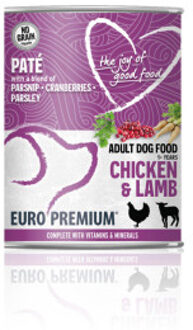 Euro Premium Adult kip en lam paté natvoer hond 2 trays (12 x 400 g)