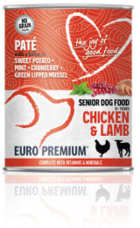 Euro Premium Senior kip en lam paté natvoer hond 1 tray (6 x 400 g)