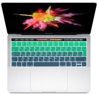 Euro UK Russische Siliconen Toetsenbord Cover Protector Voor MacBook Pro 13 A1706 Touchbar Pro 15 A1707 Met Touch Bar release Gradient groen