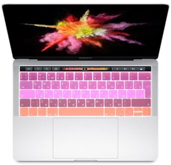 Euro UK Russische Siliconen Toetsenbord Cover Protector Voor MacBook Pro 13 A1706 Touchbar Pro 15 A1707 Met Touch Bar release Gradient roze