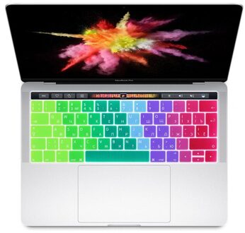 Euro UK Russische Siliconen Toetsenbord Cover Protector Voor MacBook Pro 13 A1706 Touchbar Pro 15 A1707 Met Touch Bar release regenboog